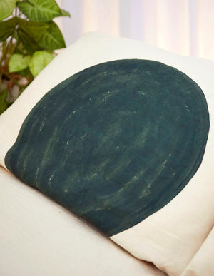 Olive Eclipse Pillowcase on Natural Linen