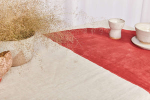 Bauhaus Linen Tablecloth in Ruby
