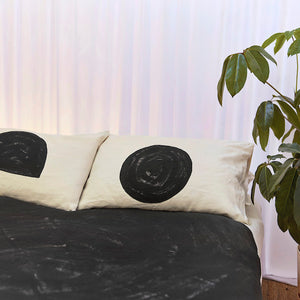 Black Eclipse and Half Moon Natural Pillowcase set