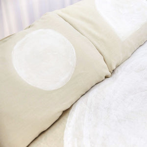 Chalk Eclipse Pillowcase on Natural Linen