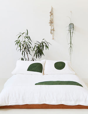 Olive Half Moon - Single Linen Pillowcase