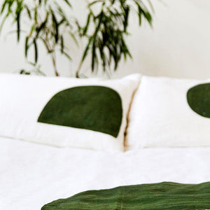 Olive Half Moon - Single Linen Pillowcase