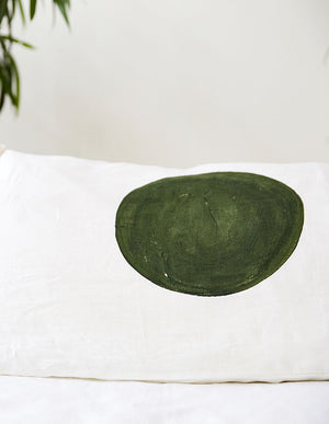 Olive Half Moon - Single Linen Pillowcase