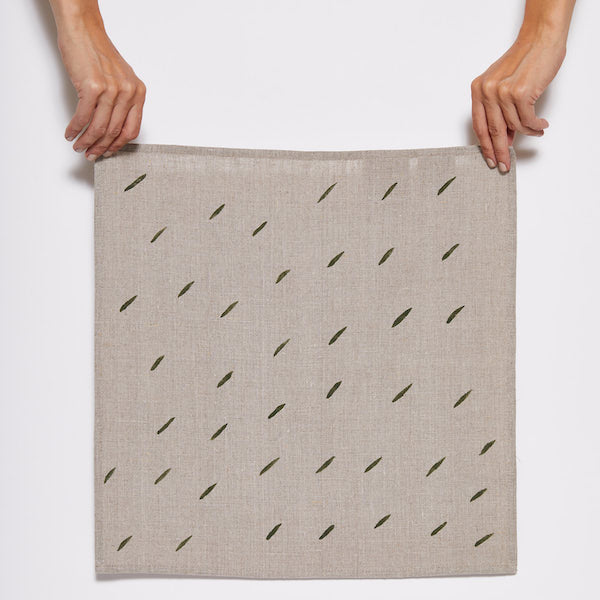 Linen Napkin with Olive Dashes