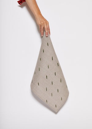 Linen Napkin with Olive Dashes