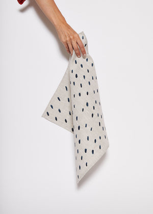 Linen Napkin with Blue Dashes