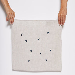Linen Napkin with Blue Hearts